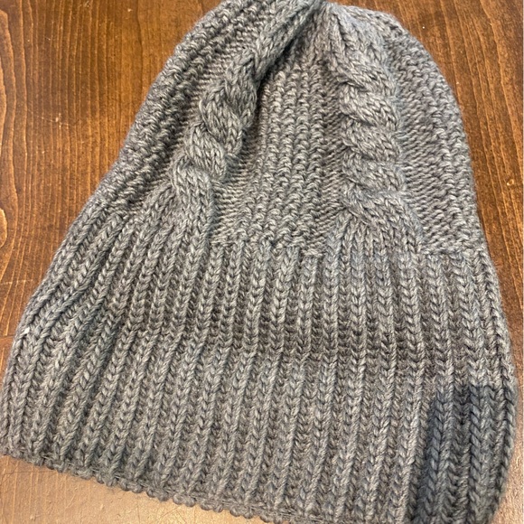 THE NORTH FACE CHUNKY CABLE KNIT GREY BEANIE WINTER Hat RARE LUX - Picture 9 of 9